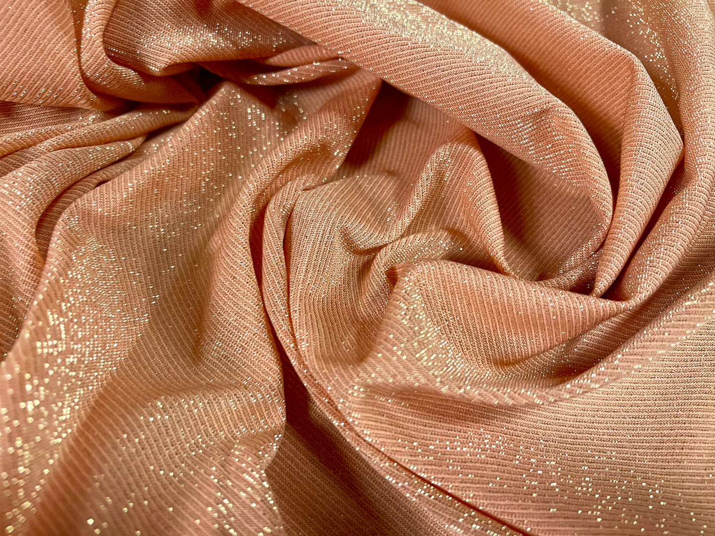 Metallic lightweight single fabric, per metre - salmon & gold