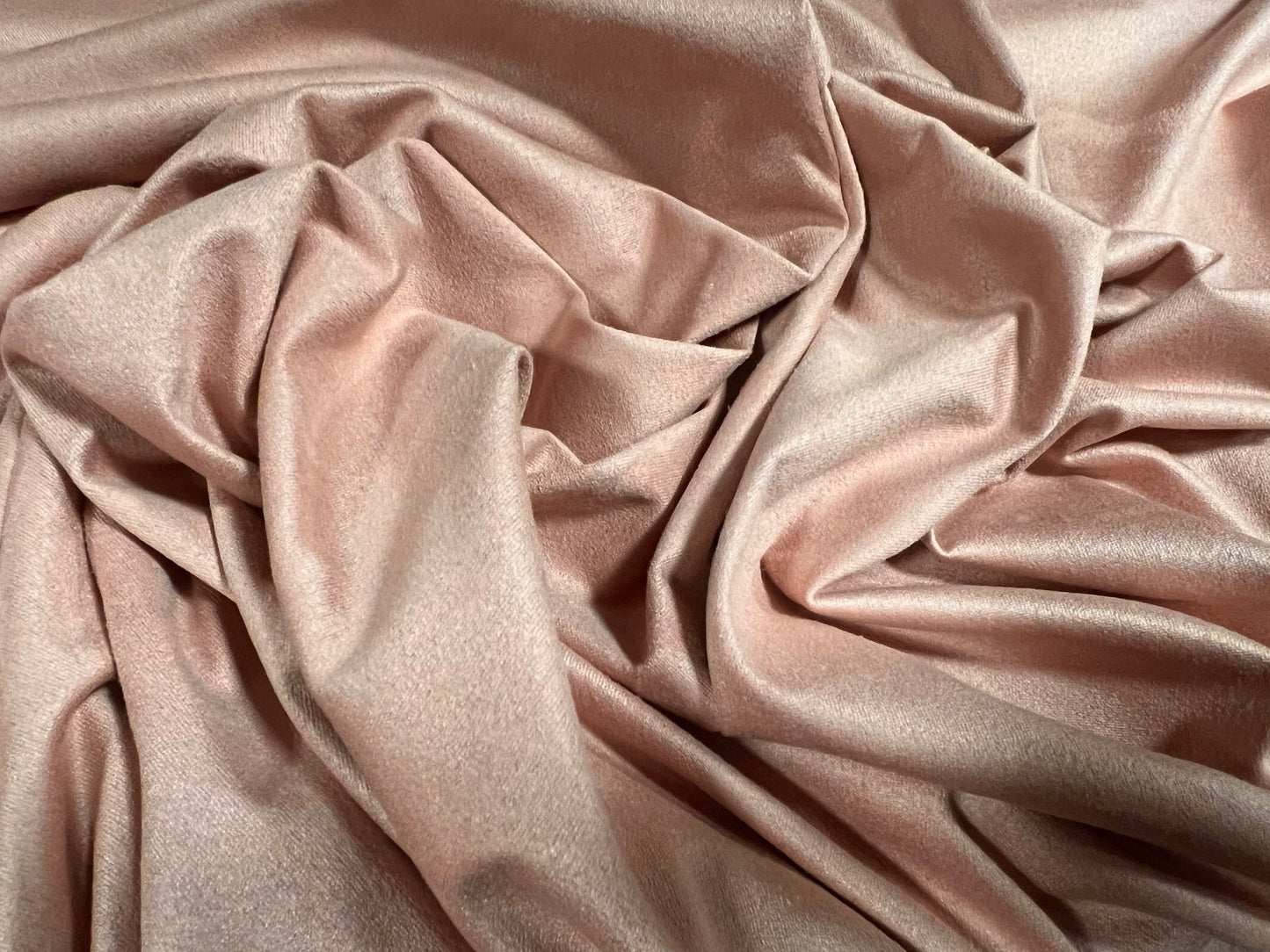 Suedette spandex stretch jersey fabric, per metre - plain - dusky pink