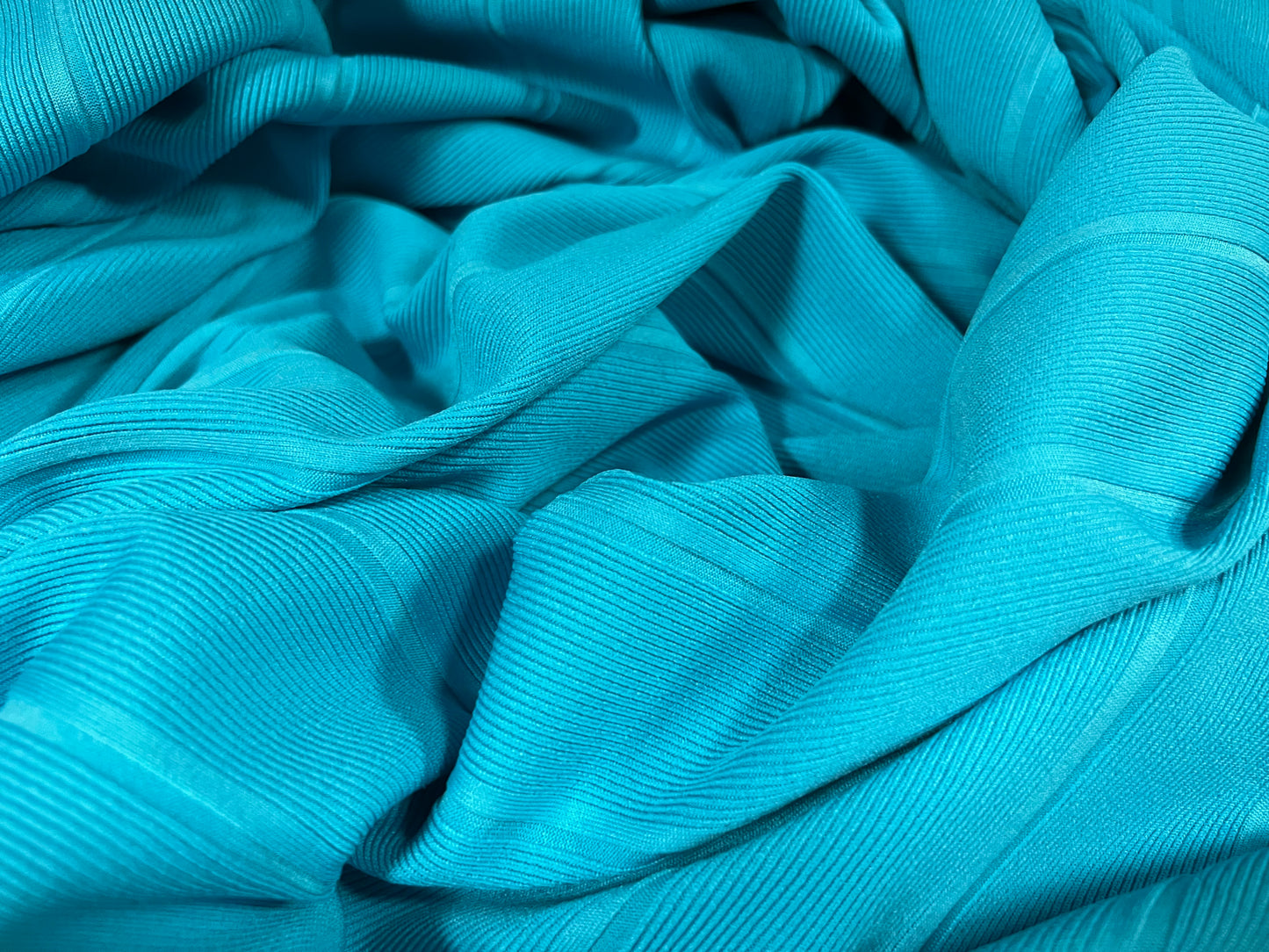 Bandage rib stretch spandex bodycon jersey fabric, per metre - plain - turquoise blue