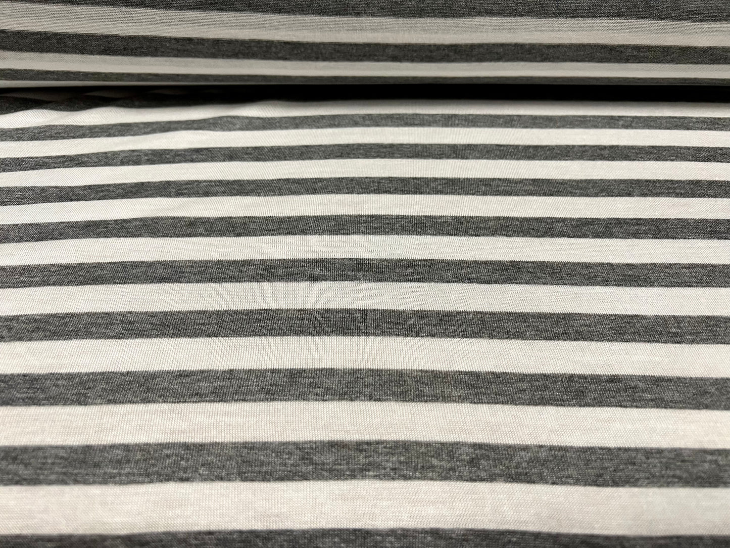 Viscose blend single jersey fabric, per metre - stripe - grey marl & ivory