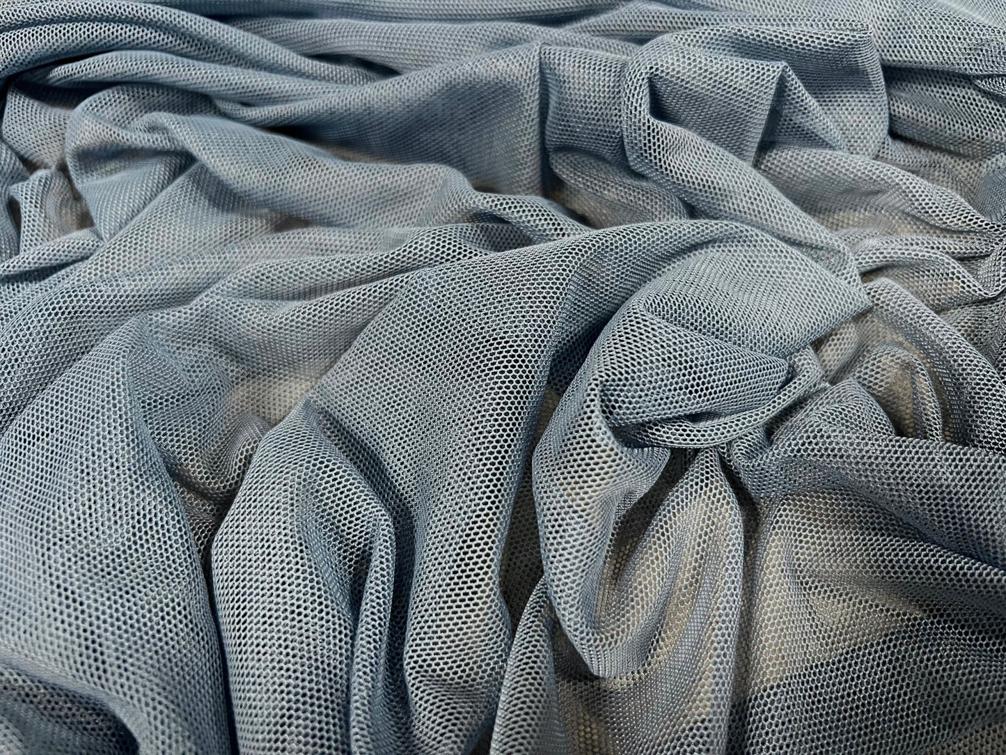 Power mesh net stretch spandex fabric, per metre - plain - slate blue