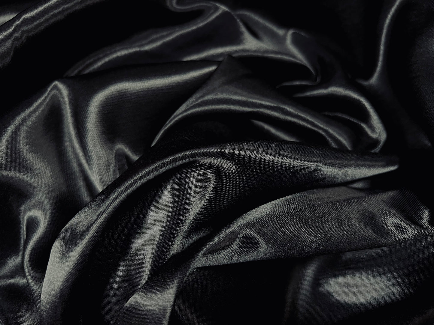 Woven satin dress fabric, per metre - plain - black