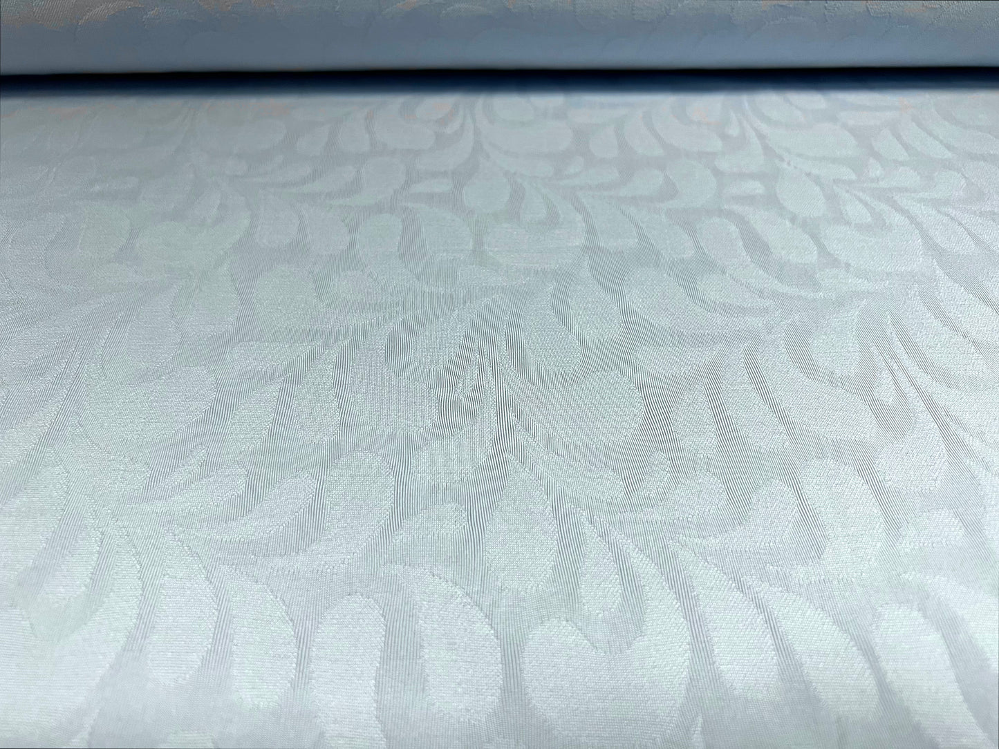 Jacquard single jersey stretch spandex fabric, per metre - leaf jacquard - pale blue