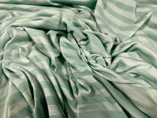 Viscose blend single jersey fabric, per metre - stripe - mint & aqua