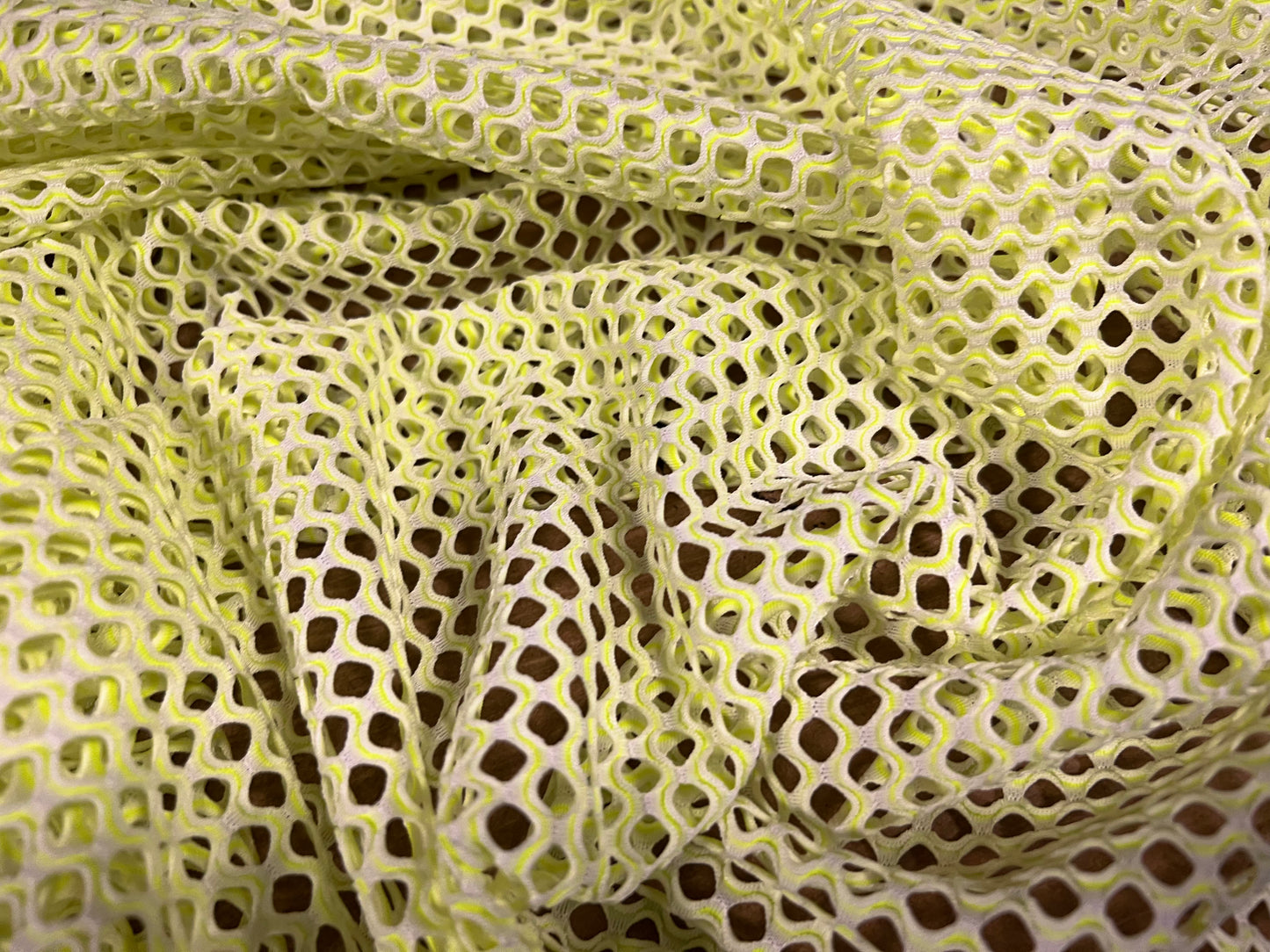 Fishnet stretch spandex mesh jersey fabric, per metre - lemon sorbet