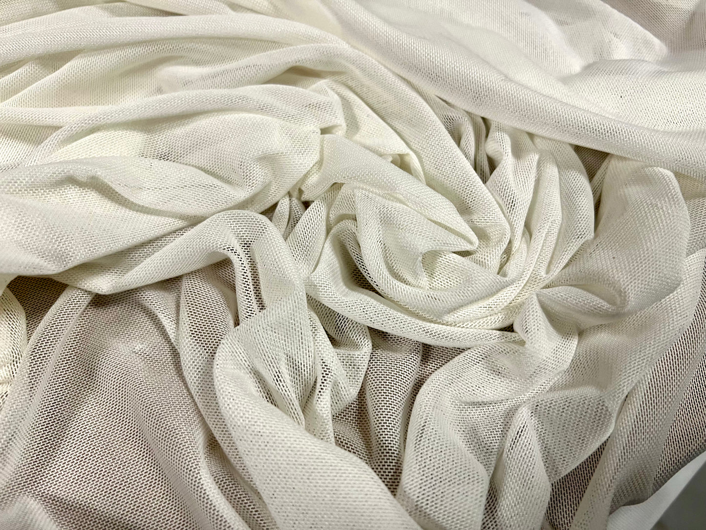 Power mesh net stretch spandex fabric, per metre - plain - ivory