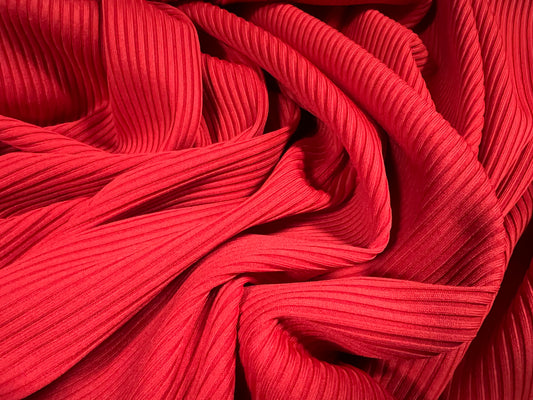 Heavyweight spandex rib jersey fabric, per metre - plain - red