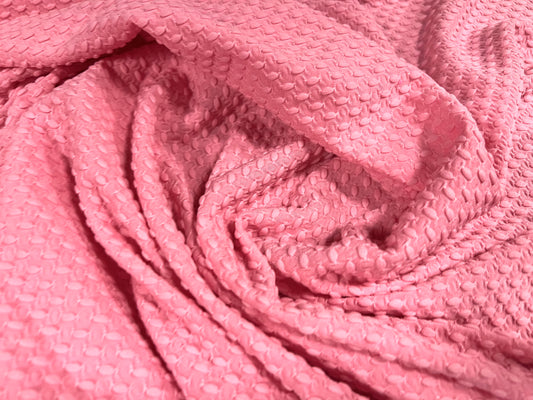 Stretch jersey fabric, per metre - dobby jacquard - pink