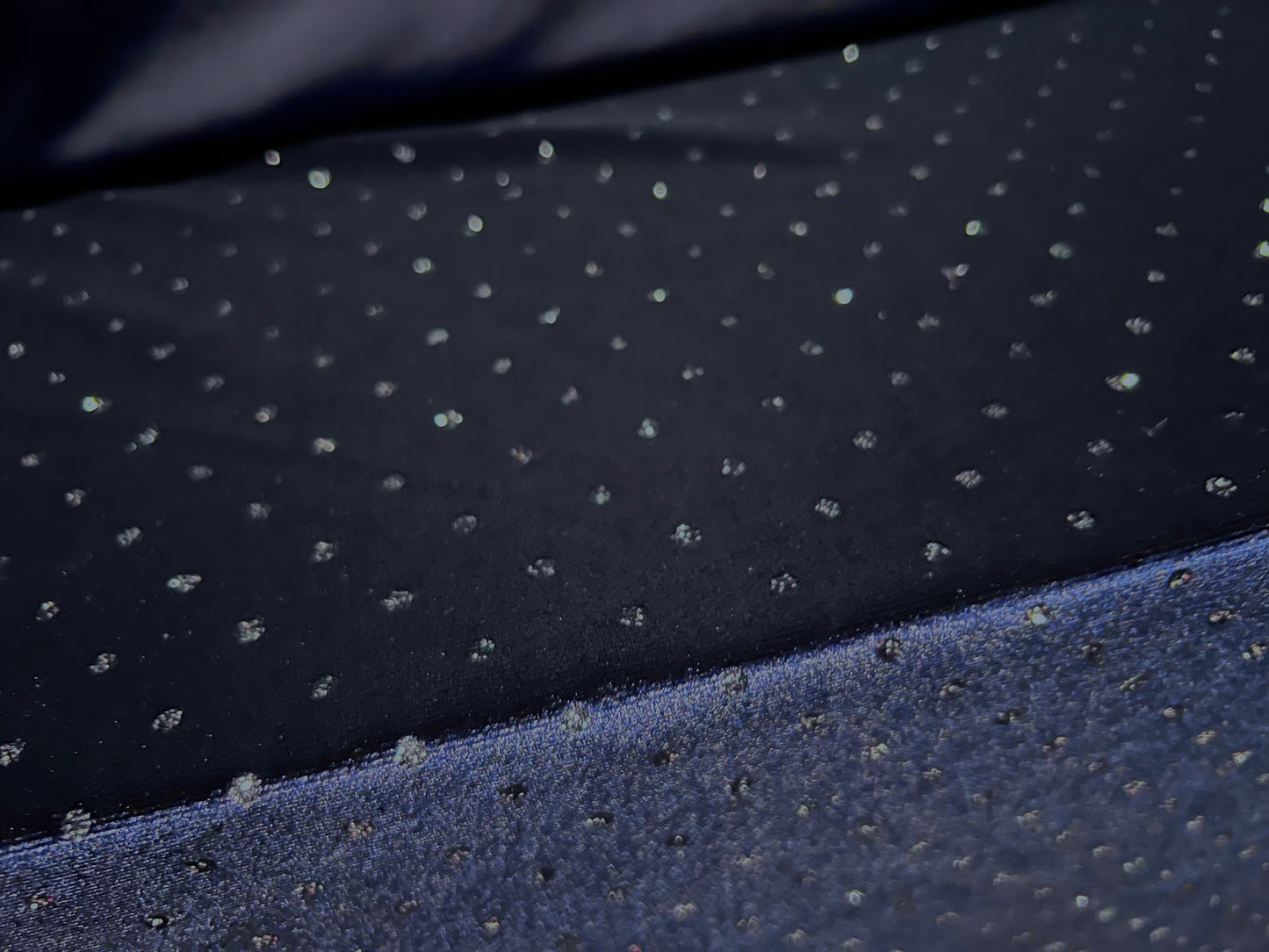 Couture Spandex velvet velour stretch fabric, per metre - glitter stud - dark navy blue & silver