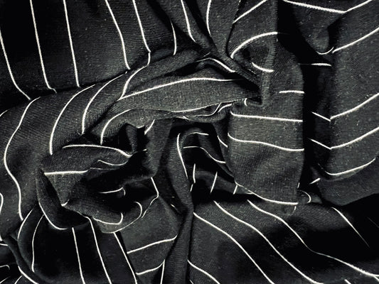 Ponte Roma double jersey knit stretch fabric, per metre - pinstripes - black & white