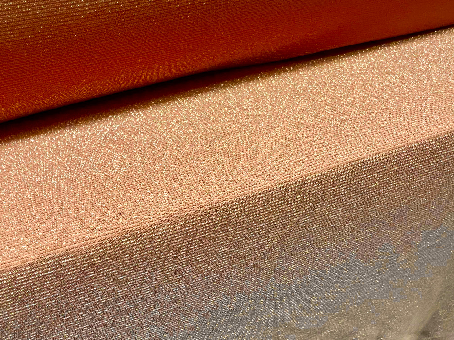 Metallic lightweight single fabric, per metre - salmon & gold