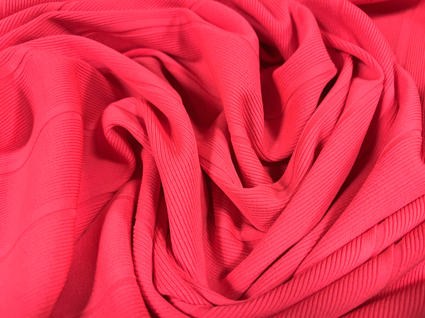 Bandage rib stretch spandex bodycon jersey fabric, per metre - plain - fluorescent pink