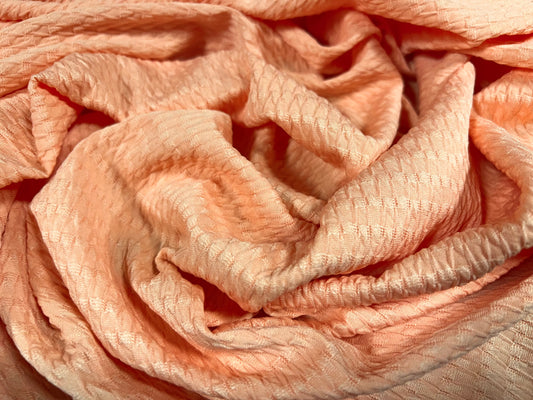 Double jersey knit stretch spandex dress fabric, per metre - jacquard - peach