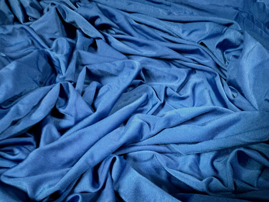 Soft touch stretch spandex single jersey fabric, per metre - plain - cobalt blue