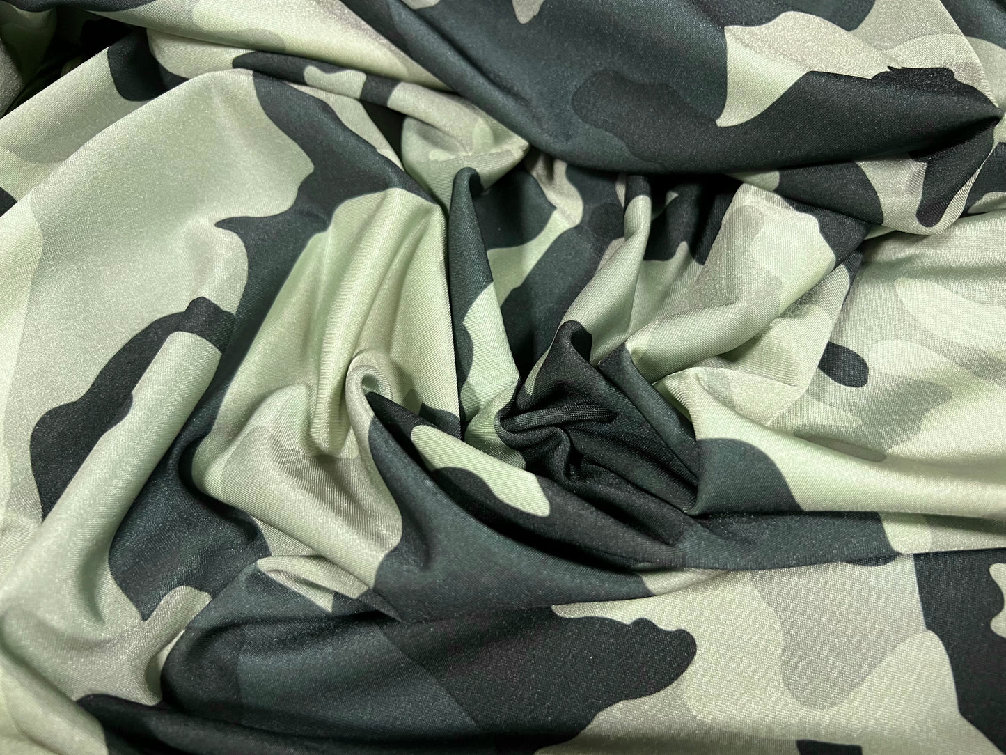 Swimwear stretch spandex jersey fabric, per metre - camouflage print - sage green