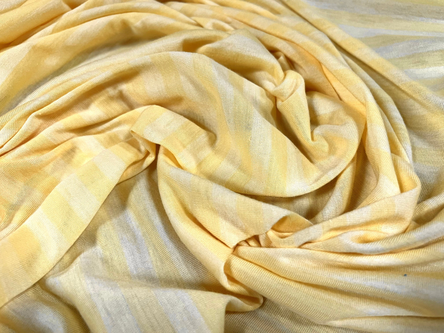 Viscose blend single jersey fashion fabric, per metre - stripe - lemon & yellow