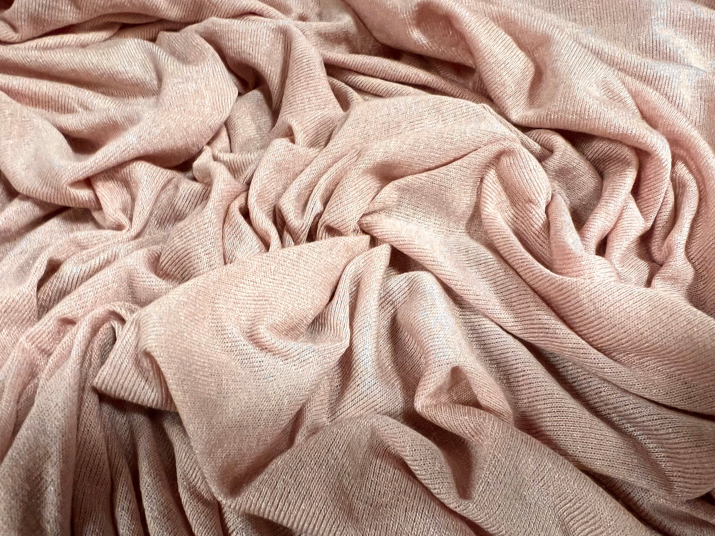 Lightweight stretch knitwear jersey fabric, per metre - plain - pale rose pink