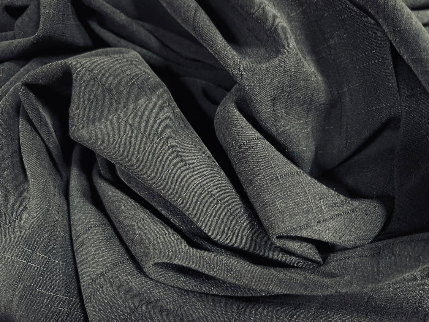 Textured slub stretch suiting fabric, per metre - charcoal grey