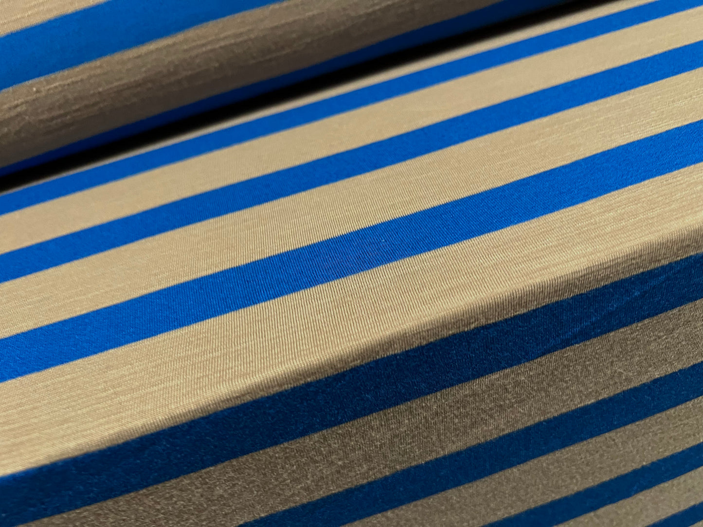 Soft handle slub single jersey fabric, per metre - stripe - stone & royal blue