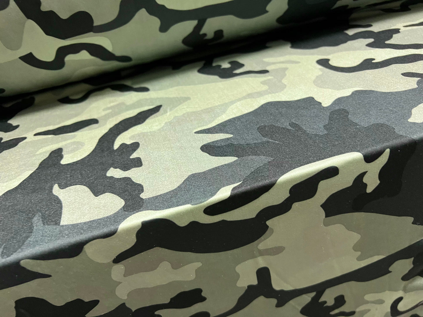 Swimwear stretch spandex jersey fabric, per metre - camouflage print - sage green