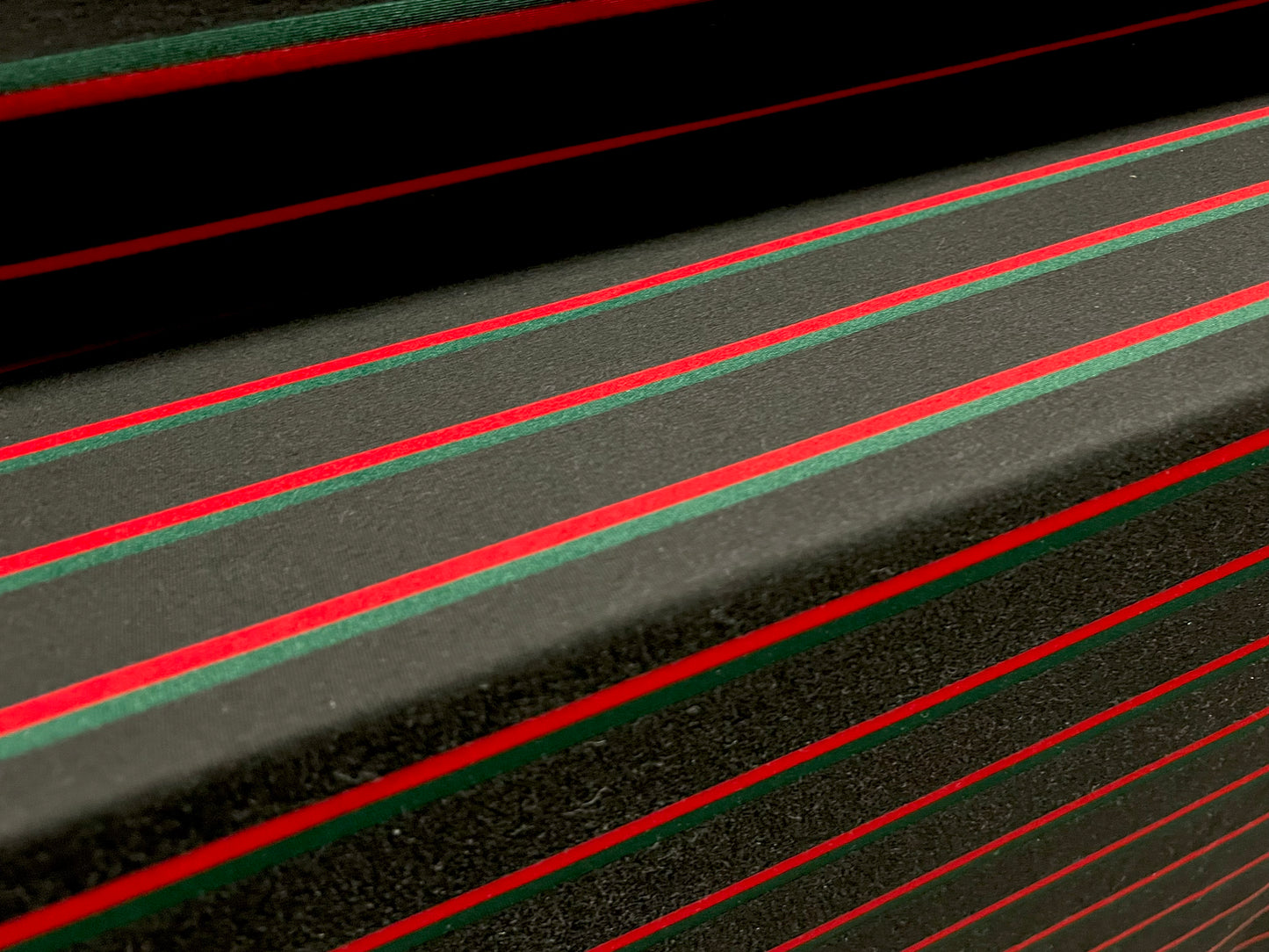 Stretch spandex interlock jersey fabric, per metre - designer stripe - black green & red