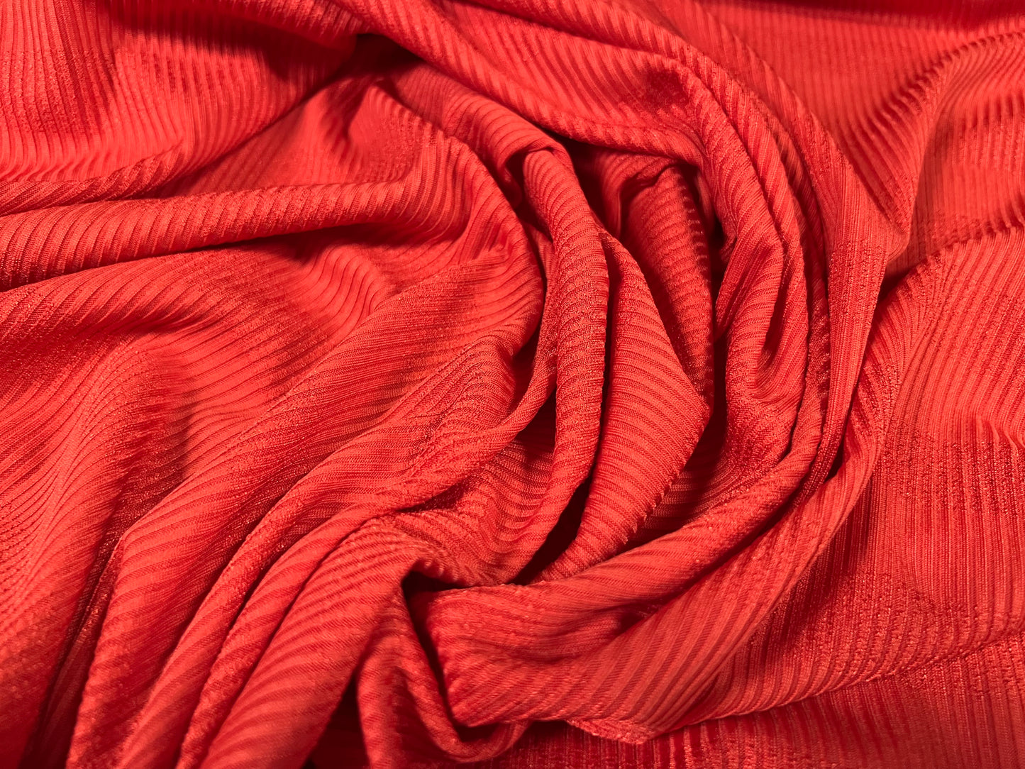 Stretch spandex rib jersey fabric, per metre - stripe - burnt orange