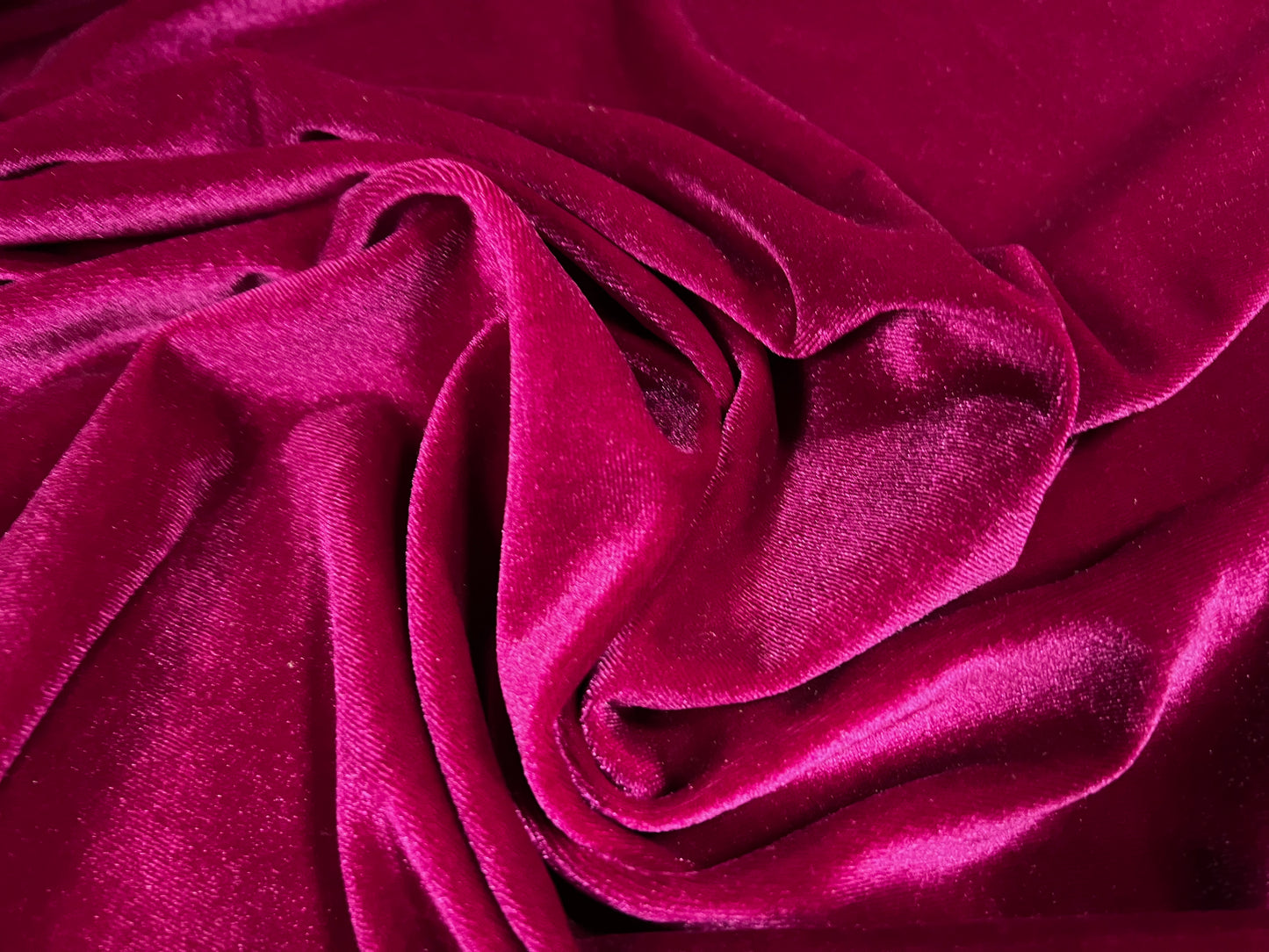 Spandex velvet stretch dress fabric, per metre - plain - magenta