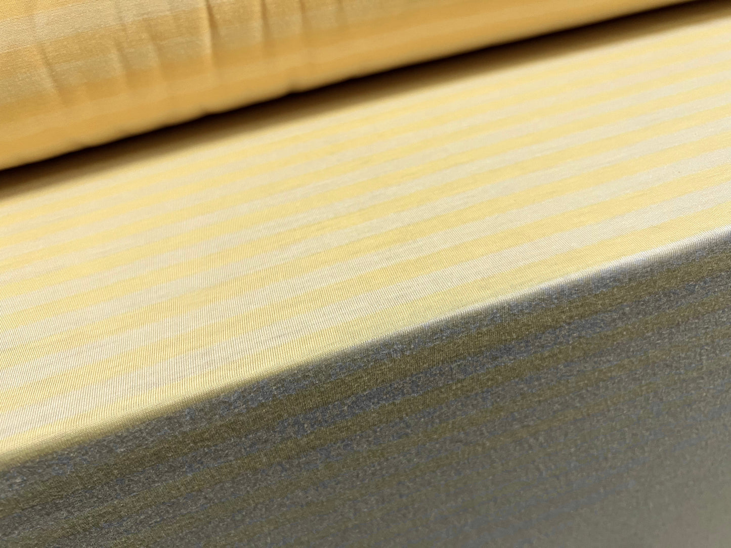 Viscose blend single jersey fashion fabric, per metre - stripe - lemon & yellow