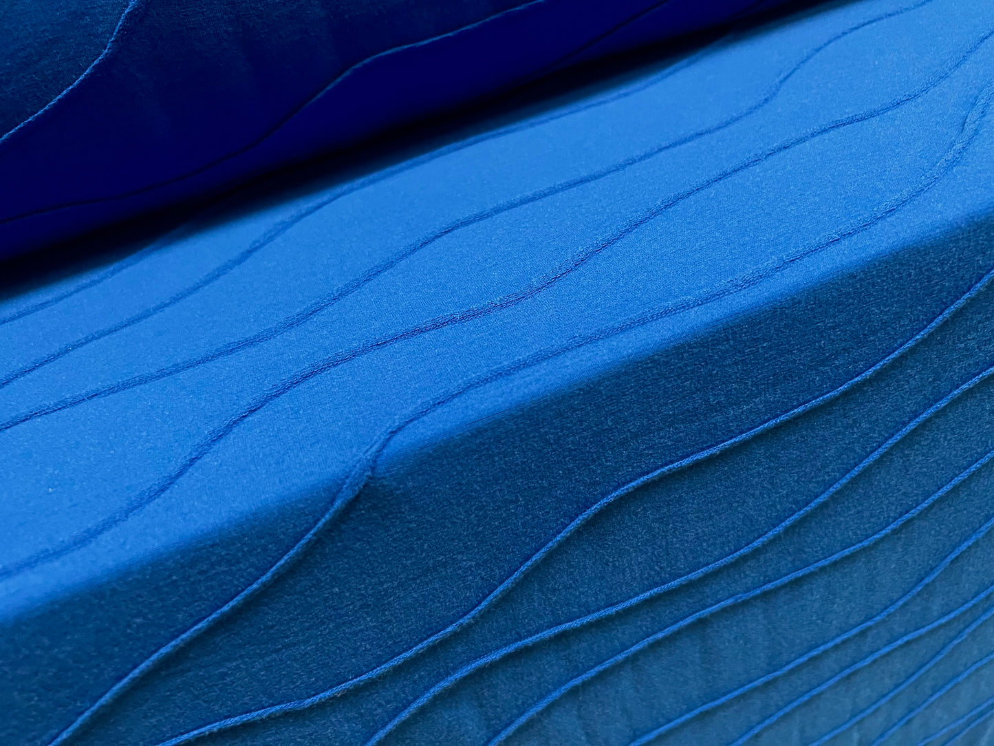 Wave jacquard stretch spandex single jersey fabric, per metre - cobalt blue