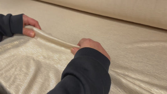 Metallic viscose single jersey fabric, per metre - slub - light gold & cream