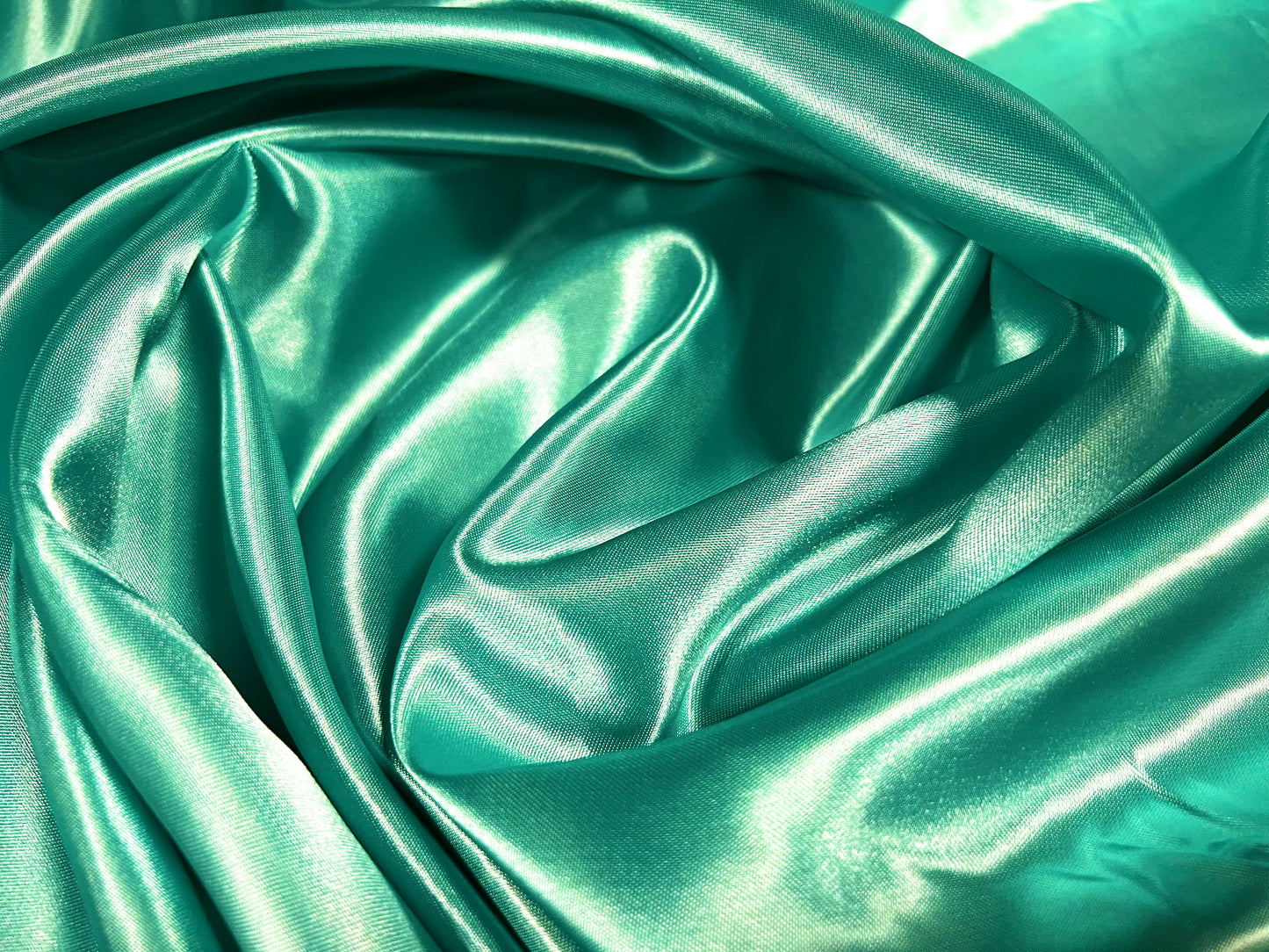 Silky satin woven fabric, per metre - plain - turquoise