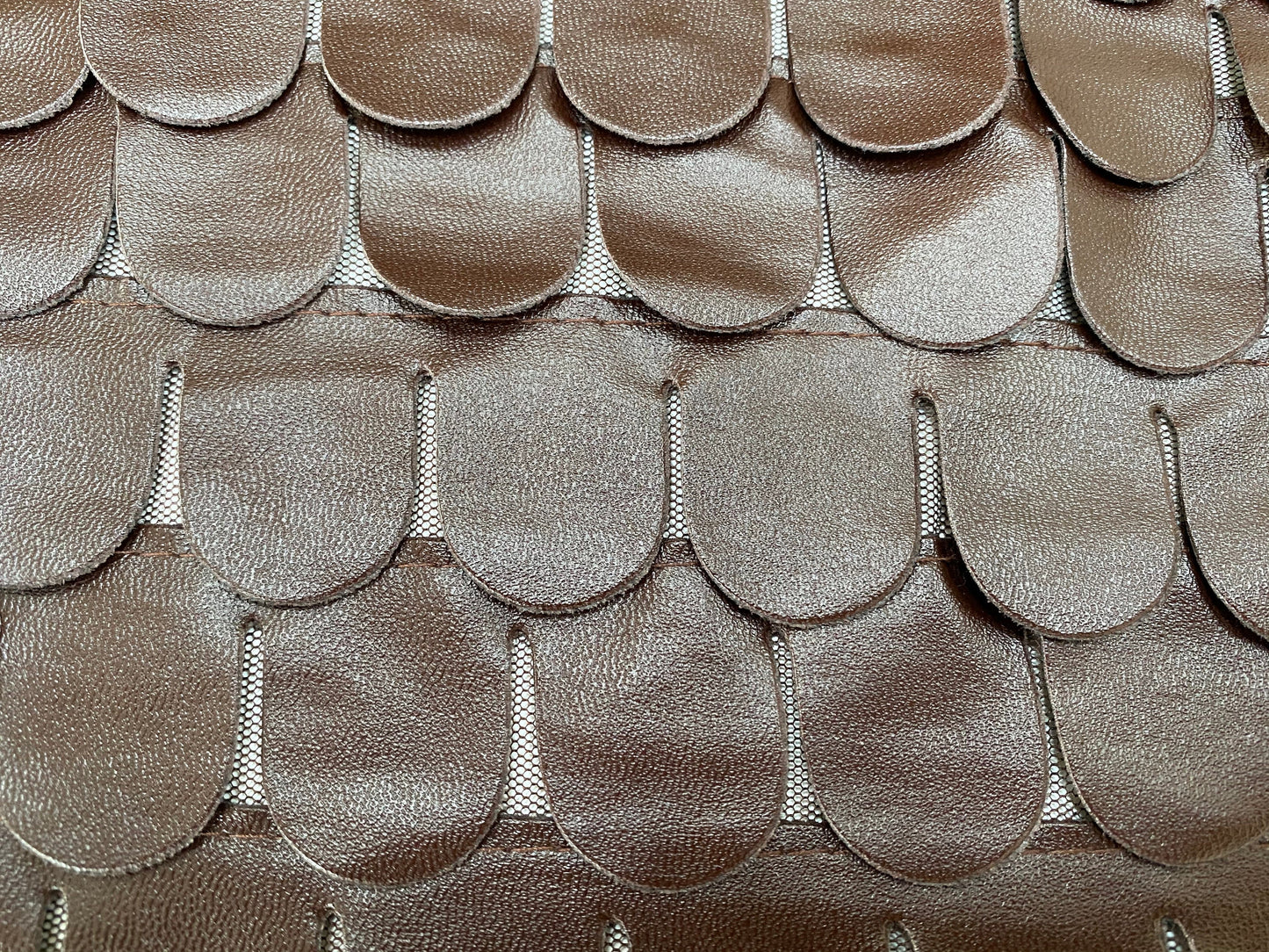 Dark brown scalloped leatherette Roman armour, mediaeval, re-enactments fabric, per metre