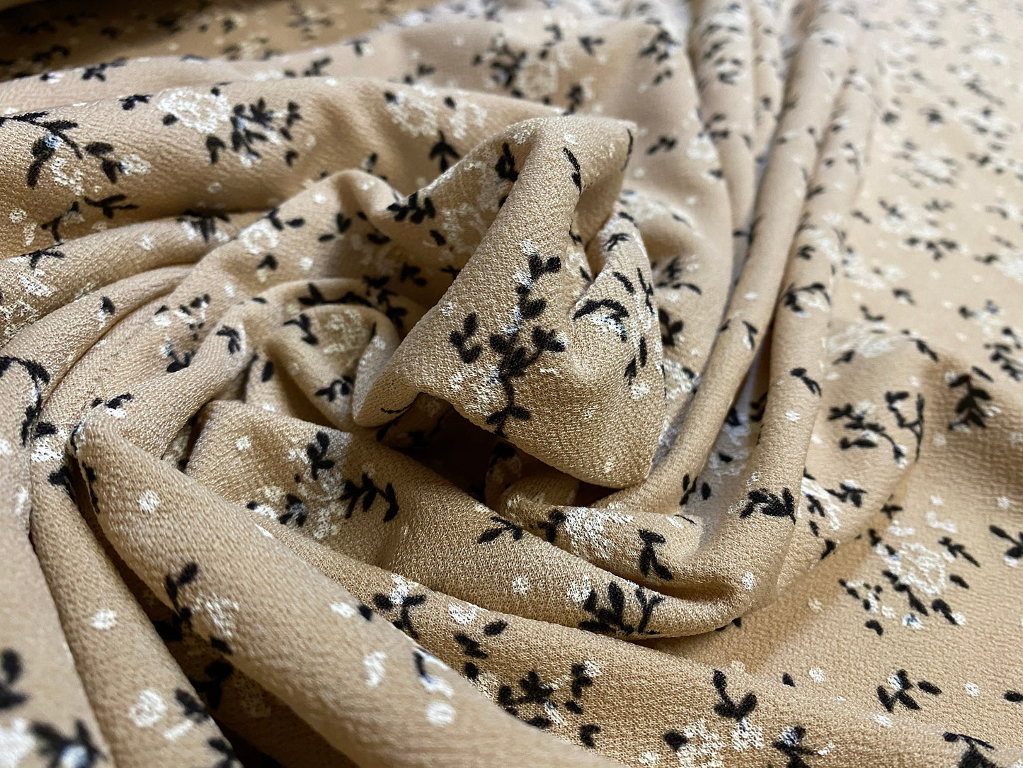 Ditsy print scuba crepe fabric stretch spandex jersey, per metre - Stone floral