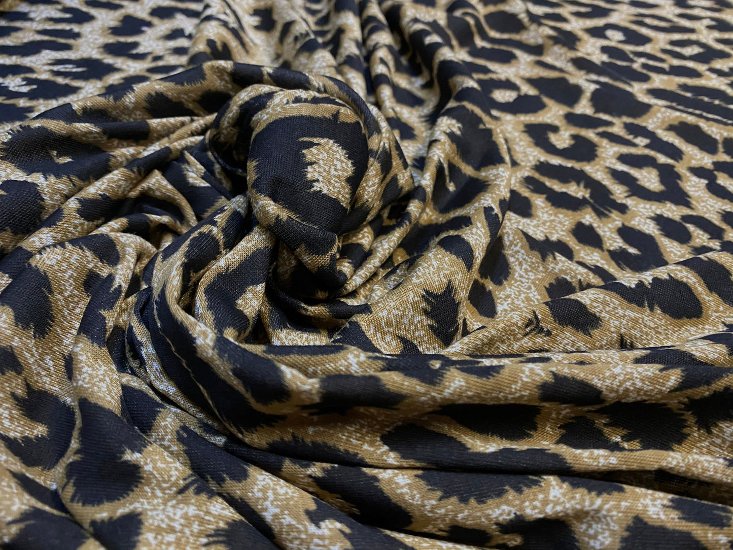 Viscose spandex stretch jersey fabric, per metre - cheetah print