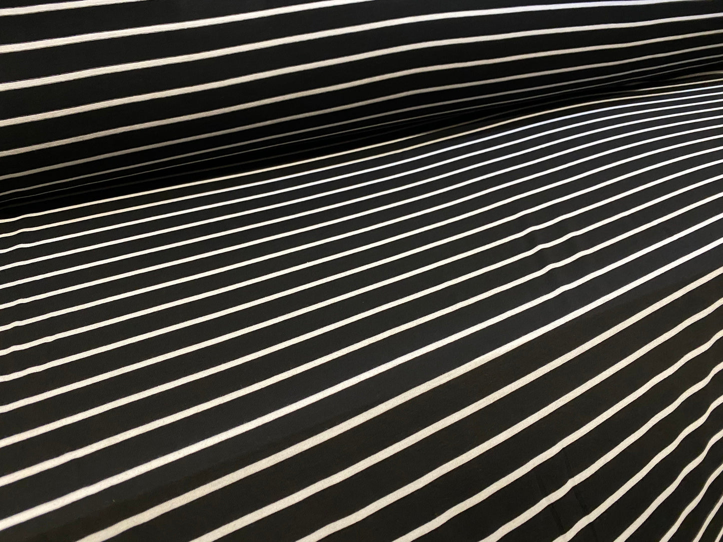 Viscose Elastane stretch jersey fabric, per metre - black & white 15/5mm stripe