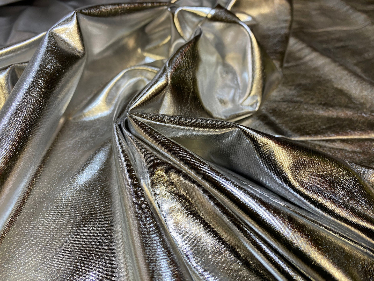 Stretch metallic lamé jersey fabric, per metre - silver