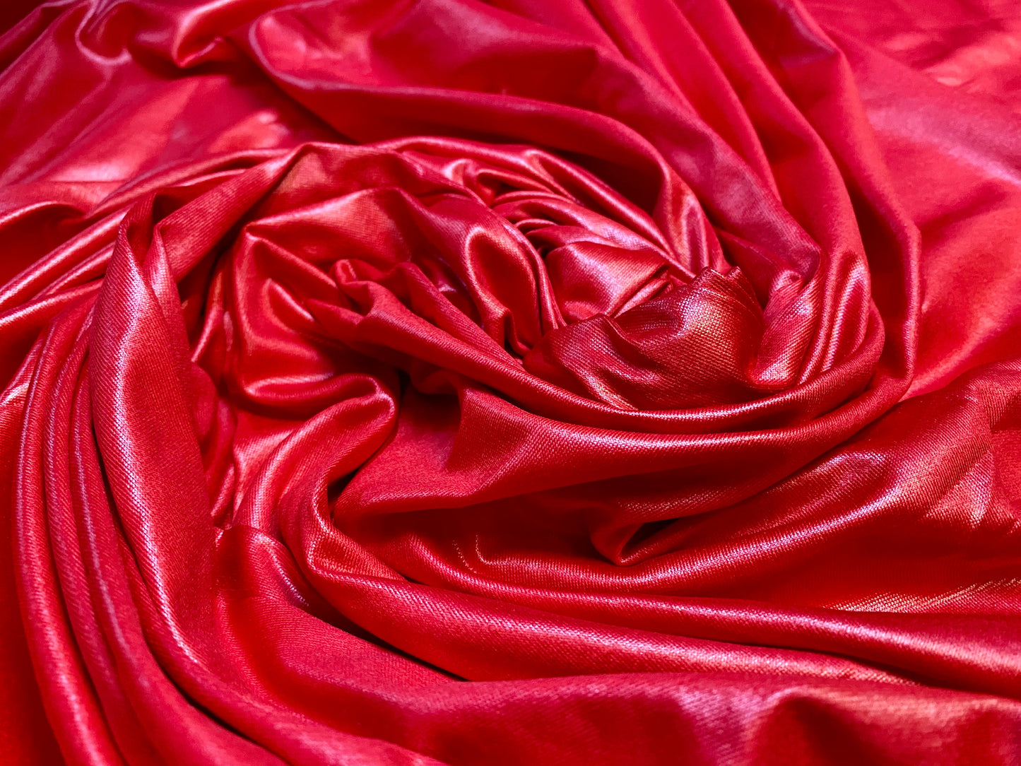 Ciré wet look coated stretch spandex jersey fabric, per metre - red