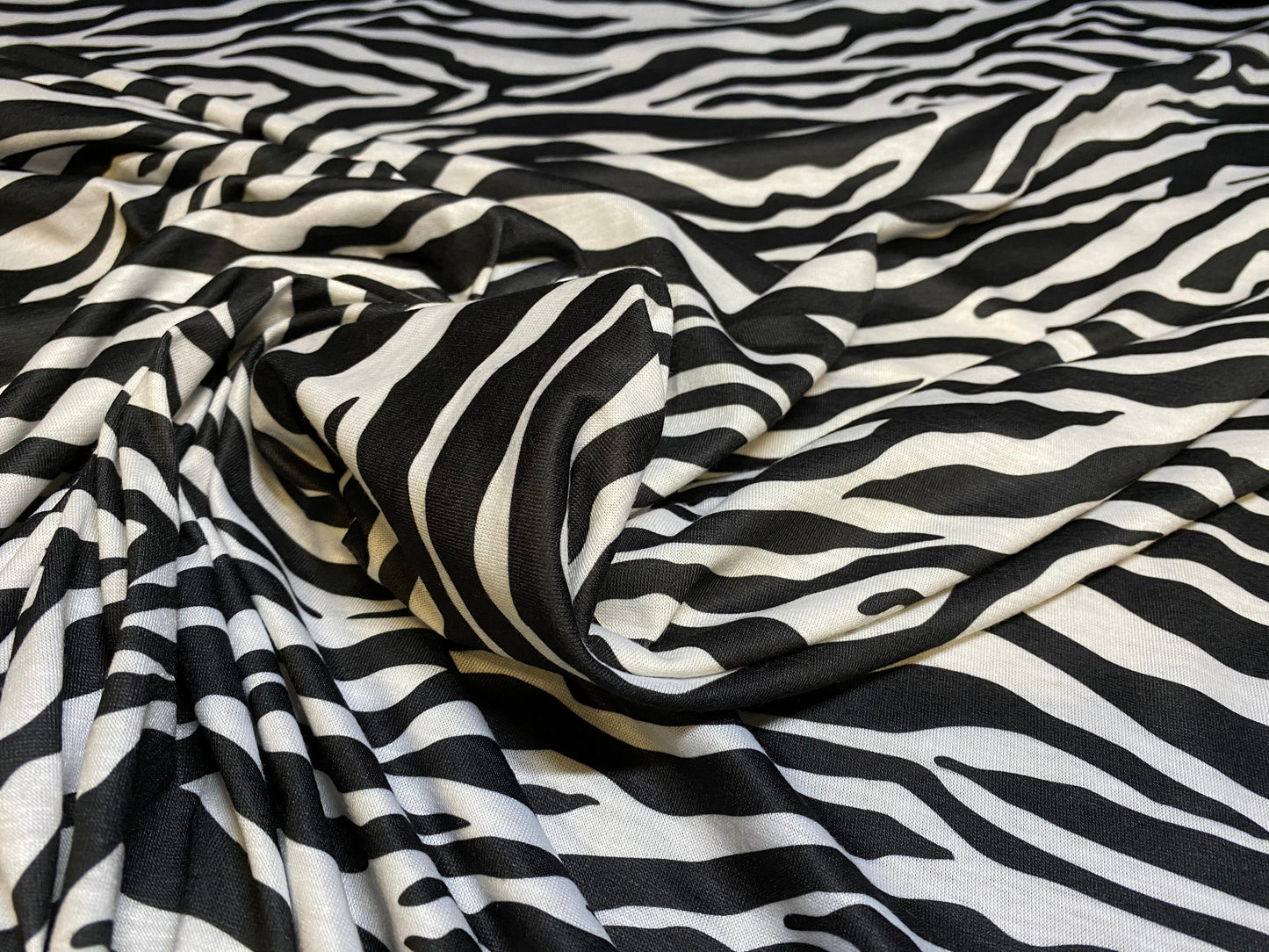 Zebra print soft handle jersey fabric, per metre - one way stretch