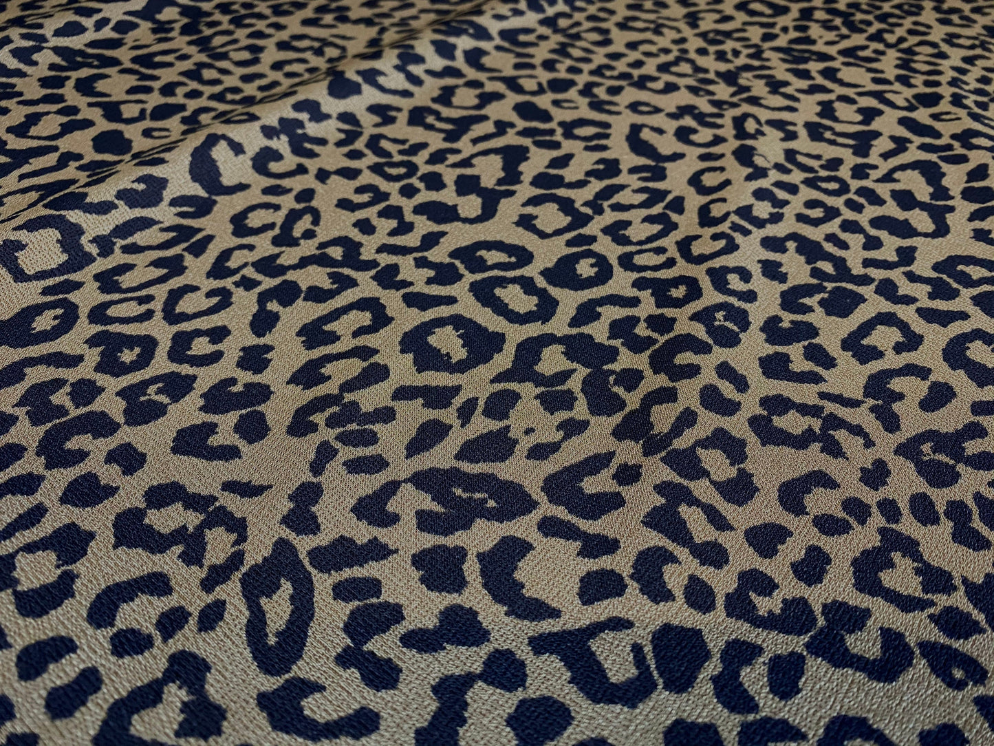 Cheetah print crepe jersey fabric, per metre - toffee/black