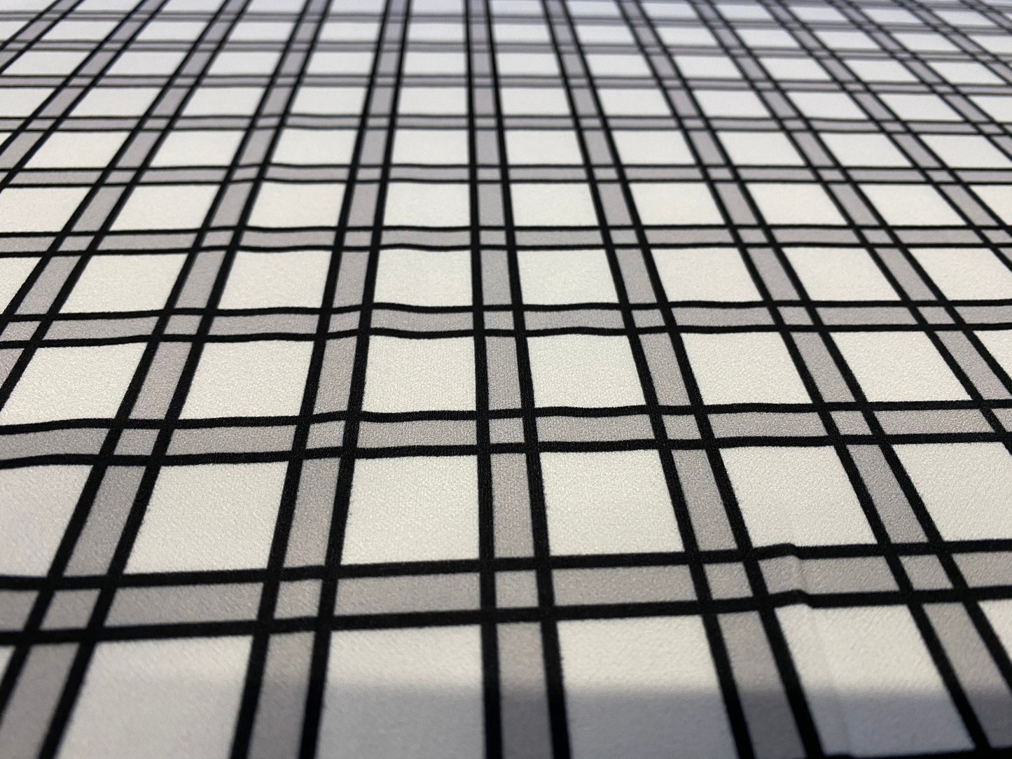 Scuba jersey fabric stretch spandex, per metre - check print black and white plaid