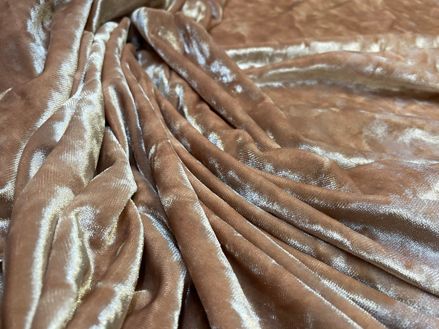 Marbled spandex velvet fabric, per metre - nude