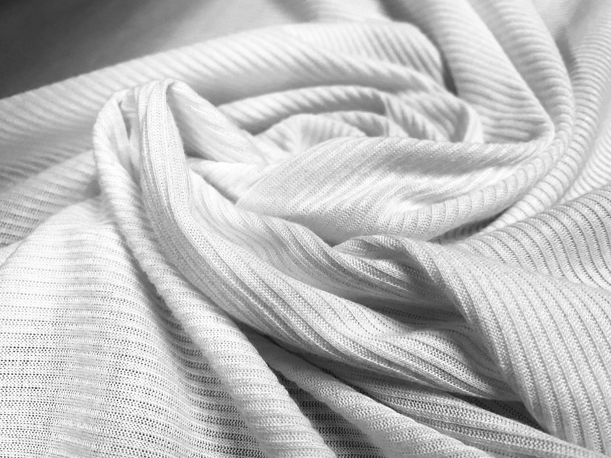 Touch Ribbed Open Soft touch rib jersey knit fabric, per metre - White – thefabricmerchant