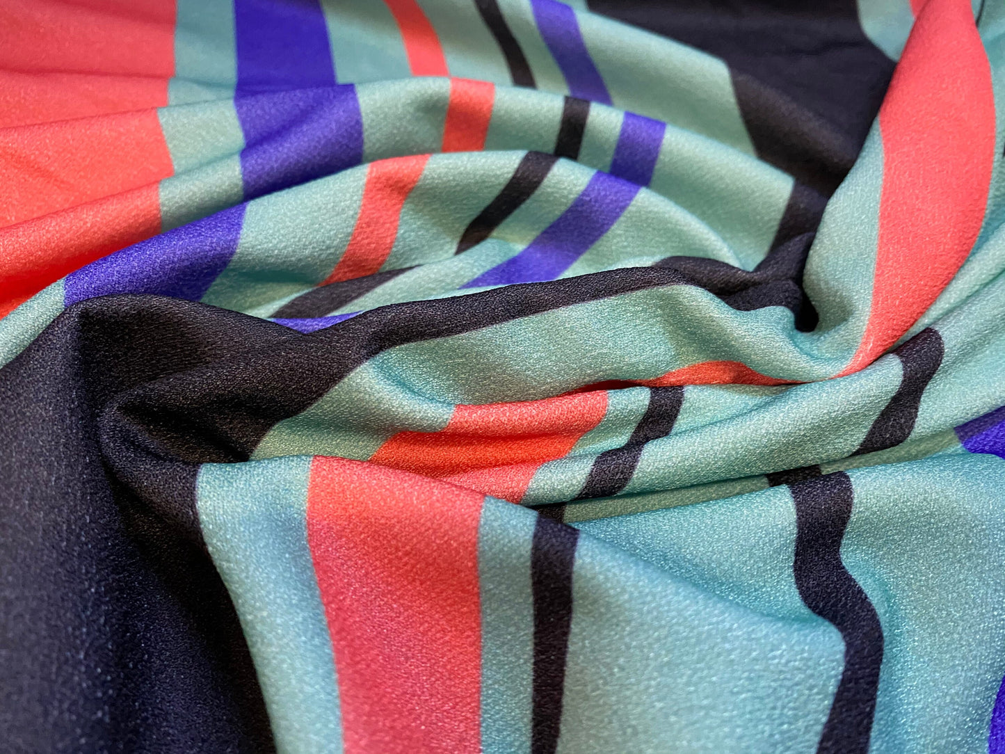 Valentino crepe spandex jersey fabric - similar to scuba - per metre, deck chair stripe multicoloured  print