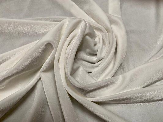 Spandex velvet velour stretch fabric, per metre - plain - ivory