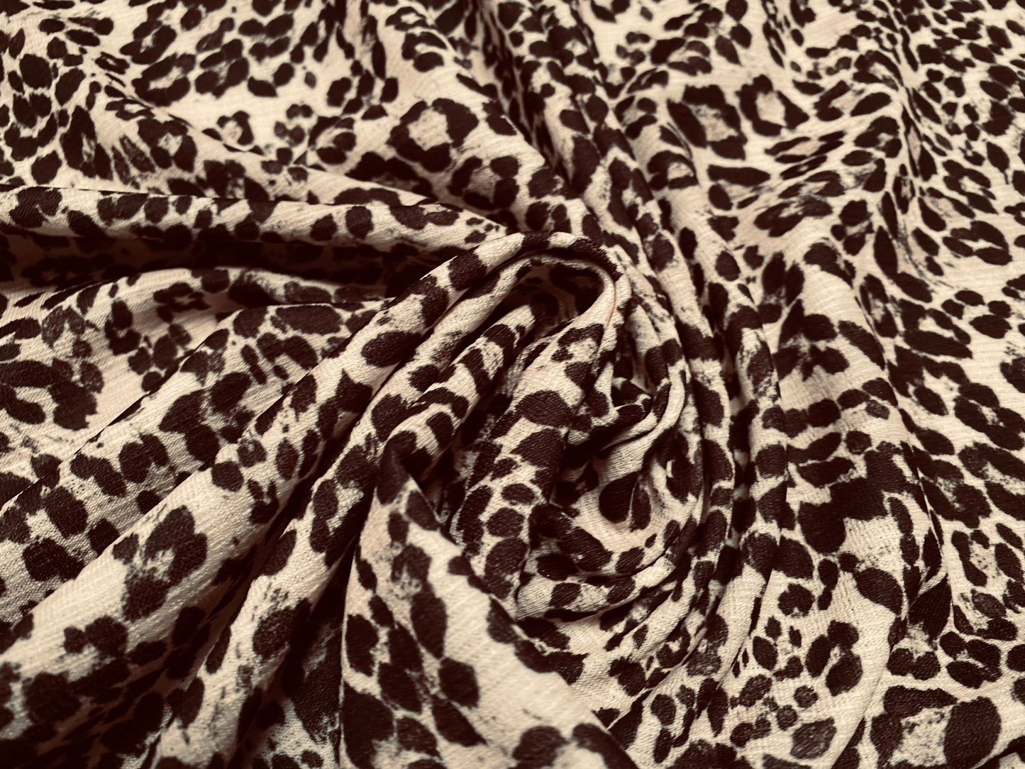 Printed textured stretch spandex Jersey fabric, per metre - stone & black cheetah print