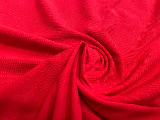 Cotton pique polo jersey fabric, per metre - red