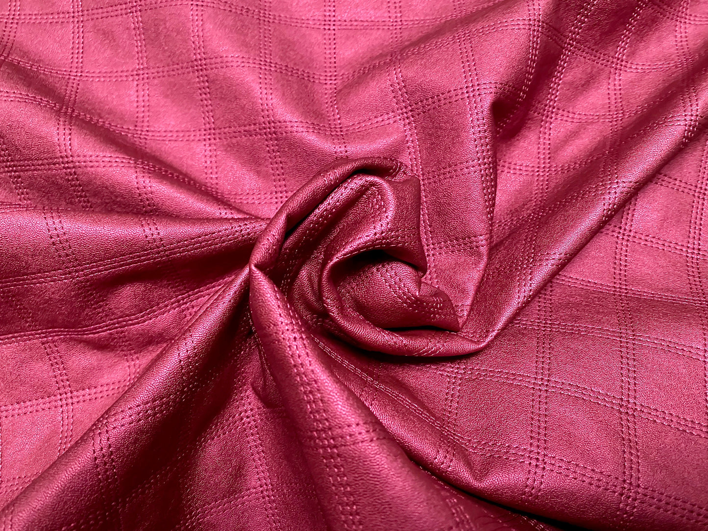 Mock quilted shimmer scuba fabric, per metre - magenta