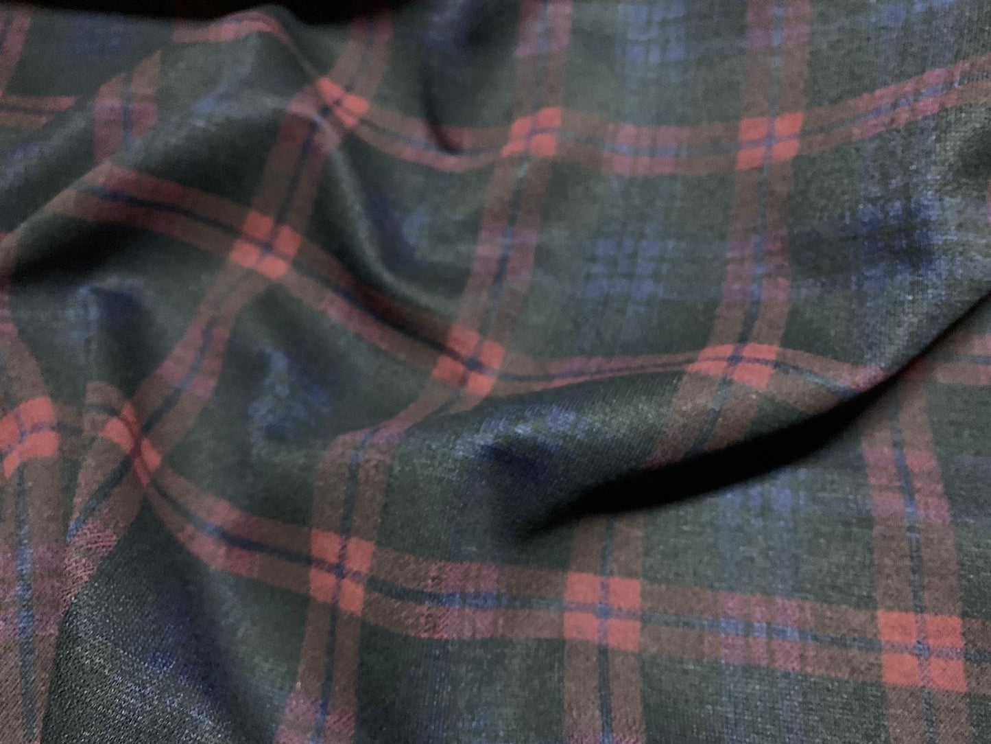 Ponte Roma double jersey knit dress fabric, per metre - tartan check - navy blue