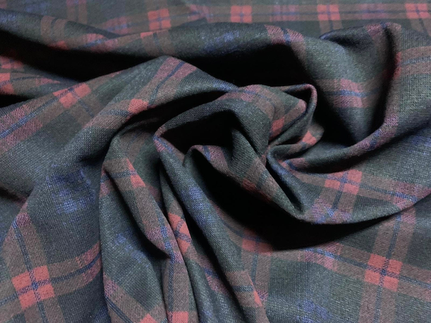 Ponte Roma double jersey knit dress fabric, per metre - tartan check - navy blue