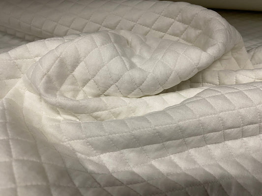 Mock quilted scuba jersey fabric, per metre - ivory